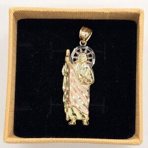 10kt real gold saint sude try color pendant